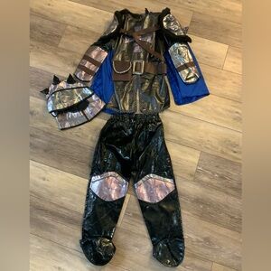 Kids Warrior Costume with Blue and Black Accents. Size 5-6